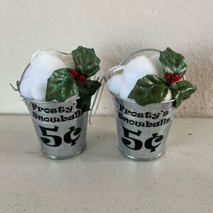 Christmas ornaments, 2 for $5 Charming Silver Snowball Buckets